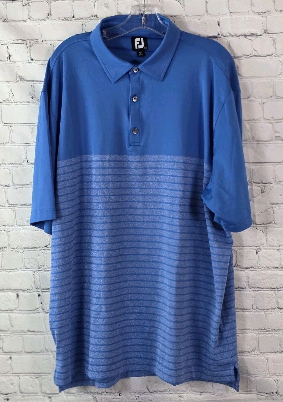 Footjoy 2022 Diamond Cup Men's XL Blue Striped Preformance S/S Polo Shirt